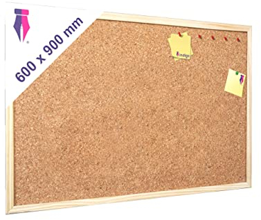 Indigo® Premium Cork Board - 900mm x 600mm - Noticeboard Bulletin Wooden Frame