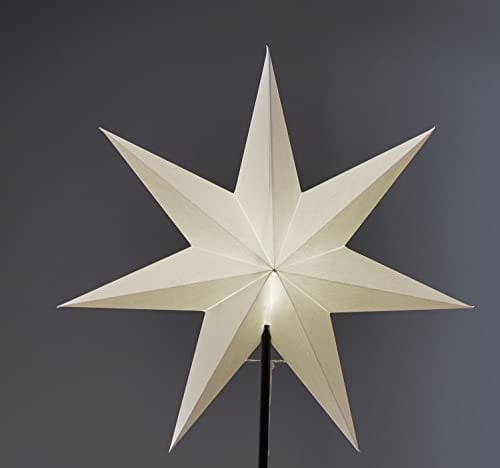 Wechsel-Schirm Weihnachtsstern Frozen von Star Trading, 3D Papierstern Weihnachten in Weiß, Dekostern Ø: 54 cm