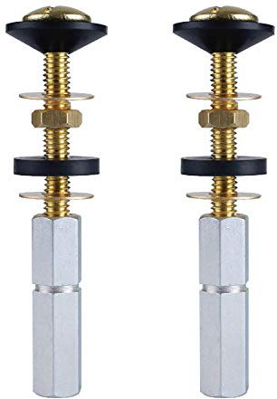 2 Pack Toilet Tank to Bowl Bolt Kits, Heavy Duty Bolts Toilet Bolts for Tank Solid Brass with Extra Long Nuts Easy to install and Double Gaskets for Fastening
