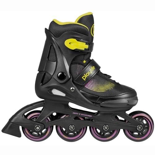 Playlife Inline Skates Joker Yellow Glow, größenverstellbar, Schwarz/Gelb, für Kinder, ABEC 5 Kugellager, Art. nr.: 880263