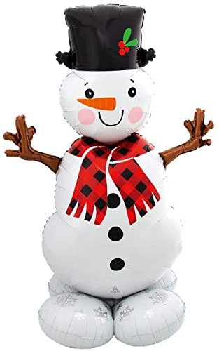 Amscan 8311811 - Folienballon Schneemann, Größe ca. 130 cm, mehrteiliger AirLoonz-Ballon, Snowman mit Schal und Hut, mit Helium oder Luft befüllbar, Dekoration, Geschenk, Weihnachten, Winter