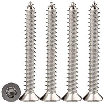 Drenky 100 piezas M4 x 35 Torx Tornillos autorroscantes 304 acero inoxidable Tornillos de cabeza plana Tornillos para madera autoperforantes Quincunx estándar Sujetadores para carpintería