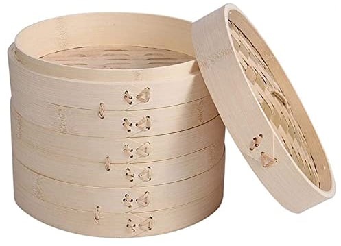 Kitchen Bamboo Steamer, Fish Rice Vegetable Snack Basket Set Cooking Tools Handmade Bamboo Steamer to Send Steamer Cloth