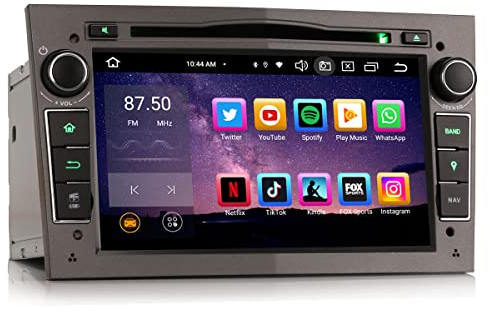 Erisin 8-Kern 4GB RAM+64GB ROM Android 14 Autoradio GPS Navi für Opel Vauxhall Astra H Corsa C/D Antara Zafira Meriva 7 Zoll Touchscreen CarPlay Android Auto DAB+ DVD Bluetooth 5.0 DSP WiFi FM TPMS