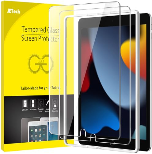 JETech Schutzfolie für iPad (10,2 Zoll, Modell 2021/2020/2019, 9./8./7. Generation) mit Einfaches Installationswerkzeug, Panzer Schutz Glas Folie Displayschutz, HD Klar, 2 Stück