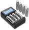 SUKAI 4 Bay Battery Charger for AA AAA Ni-MH Ni-CD Rechargeable Batteries with 4 Pack 2800mAh AA Rechargeable Batteries and 4 Pack 1100mAh AAA Battery