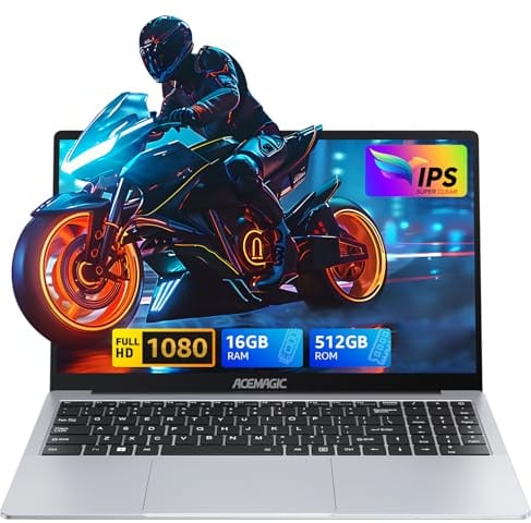 ACEMAGIC Laptop, Metallgehäuse, 15,6 Zoll FHD, 16 GB DDR4 512 GB SSD Notebook, In-tel Quad-Core N150(bis zu 3,60 GHz) schlägt N100,Leichter Laptop 15 Zoll mit WiFi, BT5.0, USB 3.2×2, Type C,HDMI(Gray)