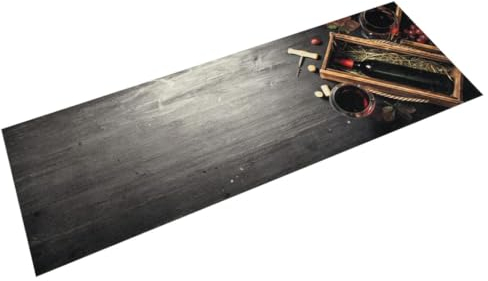 vidaXL Küchenteppich, Küchenläufer rutschfest Waschbar, Teppichläufer für Innen Außen, Teppich Läufer Küchenmatte, Weinflasche 60x180cm Samt
