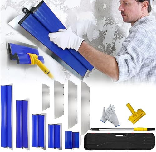 Espátula Superficie, Juego Espátula 0,38mm Y 0,5mm 80cm/60cm/40cm/25cm Herramienta Espátula Hoja Acero Inoxidable Juego Espátula Para Decoración Paredes áreas Trabajo Grandes Con Varilla Telescópica