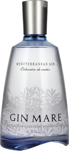 Gin Mare, Gin Mediterraneo, 1 Litro, 42,7% Alc./Vol., Distillato da Olive, Timo, Rosmarino e Basilico