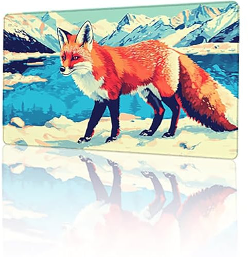 Fuchs Mauspad, Weiß Gaming Mauspad XXL 160 x 80 cm Mousepad, rutschfeste Gummibasis Schreibtischunterlage, Vernähte Kanten Mauspad Groß, Wasserdicht Mauspad für PC Home Office Deko Geschenk T-1896