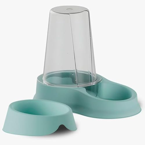 Bebedero y Comedero Gato y Perro - 2 Cuencos Bebederos para Perros y Gatos - Hecho en España con Materiales 100% Reciclados - Platos para Agua y Comida - 2x0,5l y 0,65l - Mascotas Pequeños o Medianos