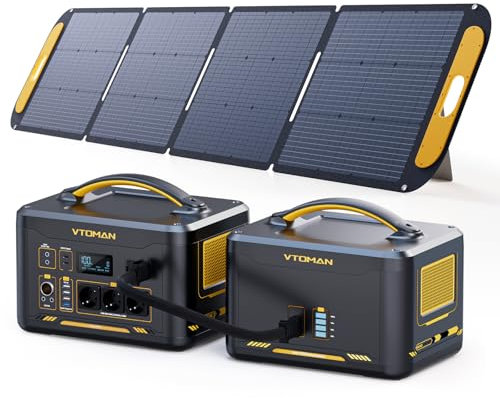 VTOMAN 3096Wh Station électrique Portable avec Batterie Supplémentaire et 220W Panneau Solaire - Jusqu'à 4400W Générateur d'énergie Solaire pour Maison, Jardin, Camping, Voyage, Urgences