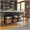 Wyibwy Isla de cocina extensible con 3 cajones, carrito de cocina de imitación de mármol, cocina multifuncional e isla, estantes de cocina mueble de comedor, estantes de cocina encimera