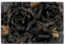KitchenYeah© Platzsets Abwaschbar 6er Set 45x30 cm Tischsets Platzdecken Platzset Tischset Esstisch Tischuntersetzer Unterlagen rutschfest Rosen - Schwarz - Gold