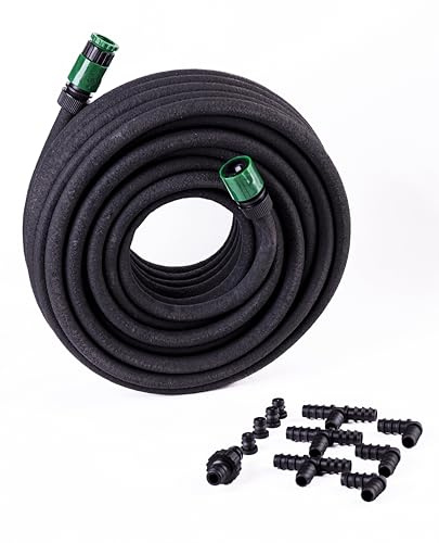 Garden Gear Soaker Hose Kit 30/50m Slow-Release Irrigation System for Allotments Gardens Lawns with Connectors Water-Saving Durable Recycled Rubber Customisable Watering Solution (50m Soaker)