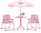 FANTASK Juego de 4 sillas para niños con sombrilla, Juego de Asientos para Exteriores con 2 sillas Plegables, Juego de Asientos Infantiles para Camping (Rosa)