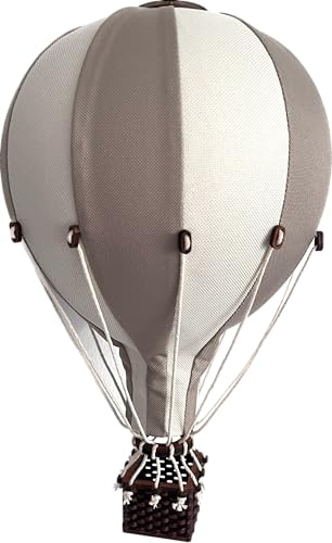 Hot Air Balloon Nursery Decor, Baby Room Decoration, Kids Bedroom Accessories, Hanging Ceiling Mobile (Beige, Large)