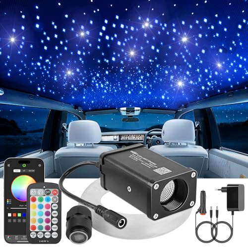 CHINLY Sternenhimmel Auto 200 Stern, 0,75 mm × 3 m 12W Musik- und Sprachgesteuerte Sternenhimmel für Auto, RGBW-Sternenlichter mit App/Fernbedienung, für Theater, Schlafzimmer und Decken