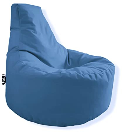 PATCH HOME Gamer Kissen & Lounge Sitzsack – befüllbar mit Reißverschluss, gefüllt mit Styropor, geeignet für In- & Outdoor. Perfekt als Gaming Sessel Sitzkissen (Blaugrau - Ø 75cm x Höhe 80cm)