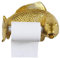 Trebyott Kreative Persönlichkeit Fischharz-Toilettenpapierspender Haushalt Wandmontierte wasserdichte Toilettenschale Toilettenpapierbox (Farbe: Gold)