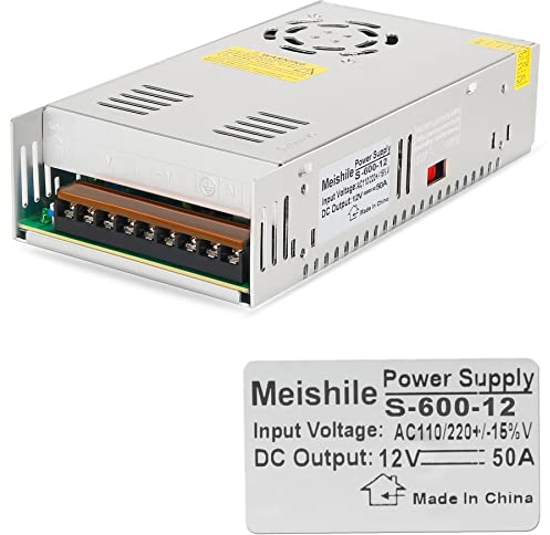 MEISHILE Netzteil DC 12V 50A 600W Spannungswandler AC 220V/230V auf Trafo 12Volt Transformator Schalternetzteil,Adapter,power supply für LED strips elektronisch Elektrische Geräte Industrie