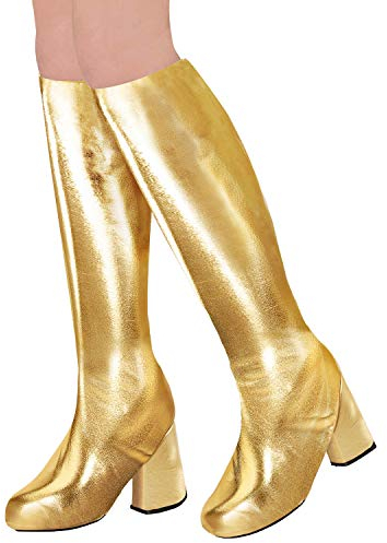 Amakando Elegante Stulpenstiefel für Frauen/Gold/Überschuhe als Disco Gamaschen/Perfekt angezogen zu Fasching & Kostümfest