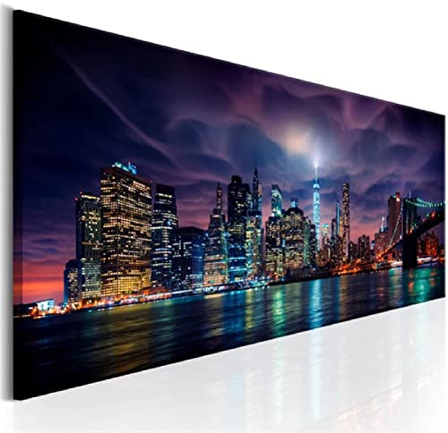 Diamond Painting New York dunkle Stadt, 5D Diamant Painting Bilder Set, DIY Diamond Painting Vollbohrer, Groß Diamant Painting für Erwachsene Kinder, Mosaikherstellung Leinwand Wanddekoration 30x60cm