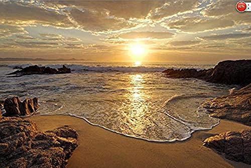 ZZXIAO Papier peint Photo 3D lever du soleil mer océan vague coucher de soleil plage affiche murale Sticker Papier Peint 3D Salle de séjour Chambre à coucher Salle de séjour Mural enfant-150cm×105cm