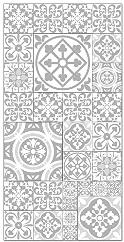Panorama Vinyl-Teppich Küche Lounge - Verschiedene Größen - (Hydraulic Fliesen Talavera Grau 40x80 cm)
