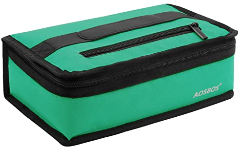 AOSBOS Petit Sac Isotherme Repas Femme Homme Enfant, Mini Glacière Souple Lunch Box Bag Convient au Sac à Dos pour Bureau Pique-nique Randonnée, Vert