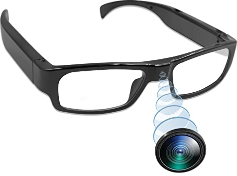 ZGSZ Gafas Cámara Espía, Gafas sin Agujero Cámara Oculta HD 1080p Cámara Deportiva Mini Cámara Espía con Soporte de Grabación de Vídeo/Tomar Foto/Vídeo para Interiores y Exteriores