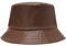 ZLYC Unisex Fashion Bucket Hat PU-Leder Regenhut wasserdicht Fischerhüte(Braun)