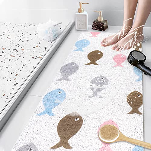 Duschmatte rutschfest, 100x40cm, Weich Komfort Badewannenmatte mit Ablauflöchern, PVC-Luffa Massage Badematte für Badewanne, Dusch und Nassbereiche, Schnell Trocknend Antirutschmatte Dusche