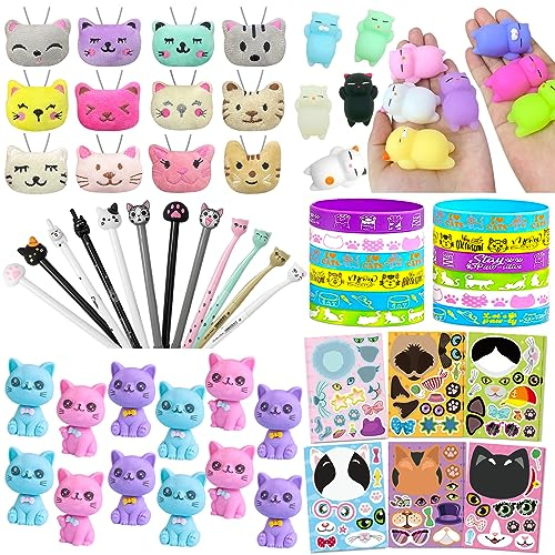 Moltby Bomboniere Gatti per Bambini - 72 Pezzi Articoli per Feste di Compleanno a Tema Gatti, Set di Cancelleria per Gatti per Feste di Compleanno a Tema Animali Domestici