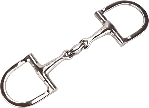 Equinate D-Ring Trense Edelstahl 16mm doppelt gebrochen 14,5cm - Anatomisch geformtes maulfreundliches Gebiss mit sanfter Einwirkung - Lasergravierte Größenangabe