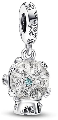 Feitery Christmas Silberne Schneebälle Charms Kompatibilität für Pandora Armband Bead Charm für Damen Weihnachtszeit