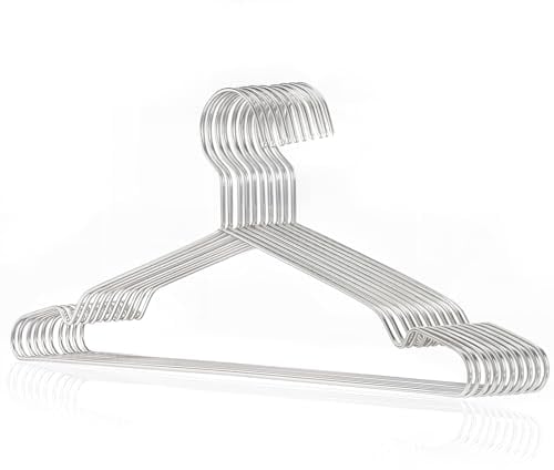 DARUITE Coat Hangers For Clothes 10 Pack Clothes Hangers Adult Coathangers Sliver Wire Coat Hanger Space Saving Metal Hangers For Shirt Dress Suit Jacket Trousers(42cm)