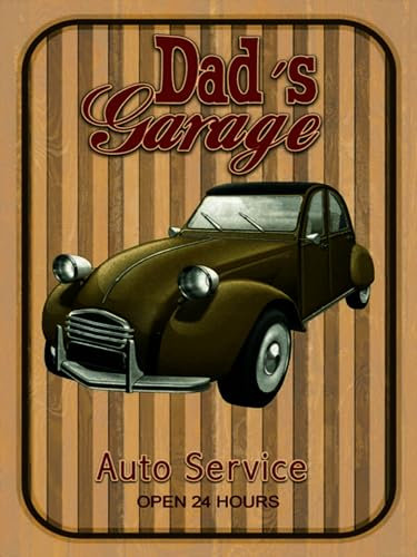 Ontrada Holzschild 30x40cm Retro Dad´s Garage Auto Service open 24 Holz Schild