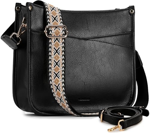 VX VONXURY Umhängetasche Damen, Elegant Crossbody Bag Klein Schultertasche Mittelgroß aus Vegan Leder Handtasche Beuteltasche mit 2 Verstellbaren Riemen