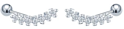 MOOFUN Zirkon Lächelnde Schraubverschluss Ohrstecker Silber Damen Ohrringe Stecker 925 Silber Kletterer Lang Ohrring für Mama Freundin Teenager Mädchen Schwester Frauen Geschenk Geburtstagsgeschenk