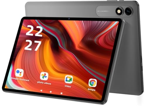 TUOHAITIME Android 14 Tablet, 10 Zoll, 10 GB + 64 GB, Dual-Stereo-Lautsprecher, 1 TB, erweiterbar, Octa-Core 2,0 GHz, Leistungsprozessor, 6000 mAh, großer Akku (schwarz)
