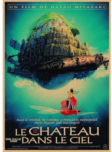XEYOON Castle in the Skys, Retro-Anime-Poster, Wandkunst, dekoratives Gemälde, Schlafzimmer