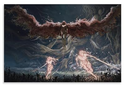 DMYTDYQK Poster mit Elden Ring, Schatten des Erdtrees, 4 Stück, Leinwand-Poster, Schlafzimmer, Dekoration, Landschaft, Büro, Raumdekoration, Geschenk, 50 x 75 cm