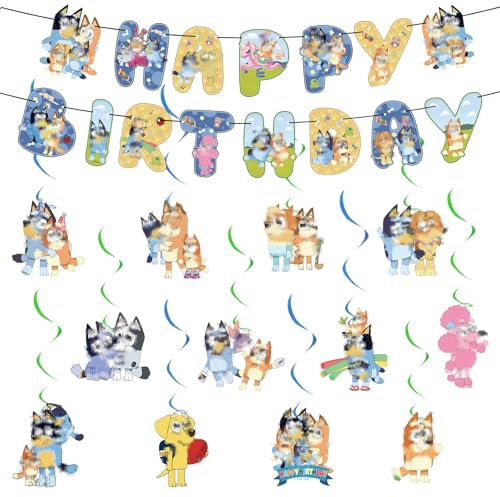 Geburtstagsparty Deko Geburtstag Banner Swirl Decorations Geburtstagsdeko, Bunting Girlande Hängende Deko Happy Birthday Banner Dekoration für Kinder thema Geburtstag Party Deko