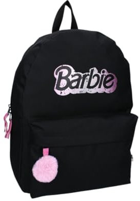 mybagstory Rucksack für Mädchen Barbie – Schwarz – Kinder – Schule – Kindergarten – Grundschule – Grundschule – Schulranzen Mädchen – 39 cm – Geschenkidee, Barbie Schwarz, Enfant