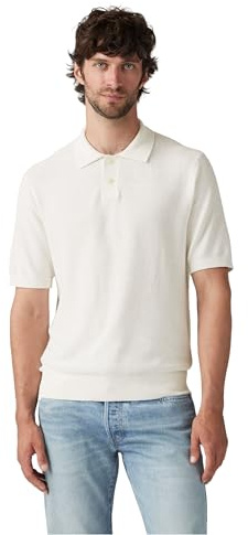 Levi's Men's Sweater Knit Polo Bright White Cotton Linen White M
