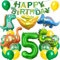 Dino Geburtstag Deko 5 Jahre, XXL Dinosaurier Deko Kindergeburtstag, Geburtstagsdeko Jungen 5 Jahre, Folienballon Dino 5 mit Happy Birthday Banner für Dinosaurier Party Kindergeburtstag