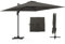 GOPLUS Parasol Déporté 3x3M, Grand Parasol de Jardin Exterieur Pivotant à 360° avec 5 Positions Inclinables, 8 Baleines, Manivelle, Base Croisée, Anti-UV, pour Piscine Marché (Gris)