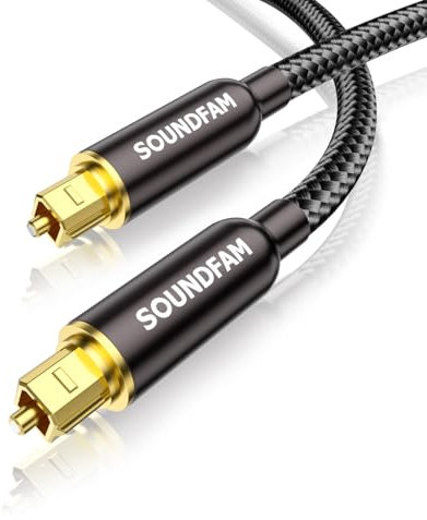 SOUNDFAM Optical Audio Cable 5M，Optical Cable Male to Male[24K Gold-plated Plug] Digital Optical Audio Cable for Soundbar, Home Theater,TV, DVD Player,Xbox (Black)